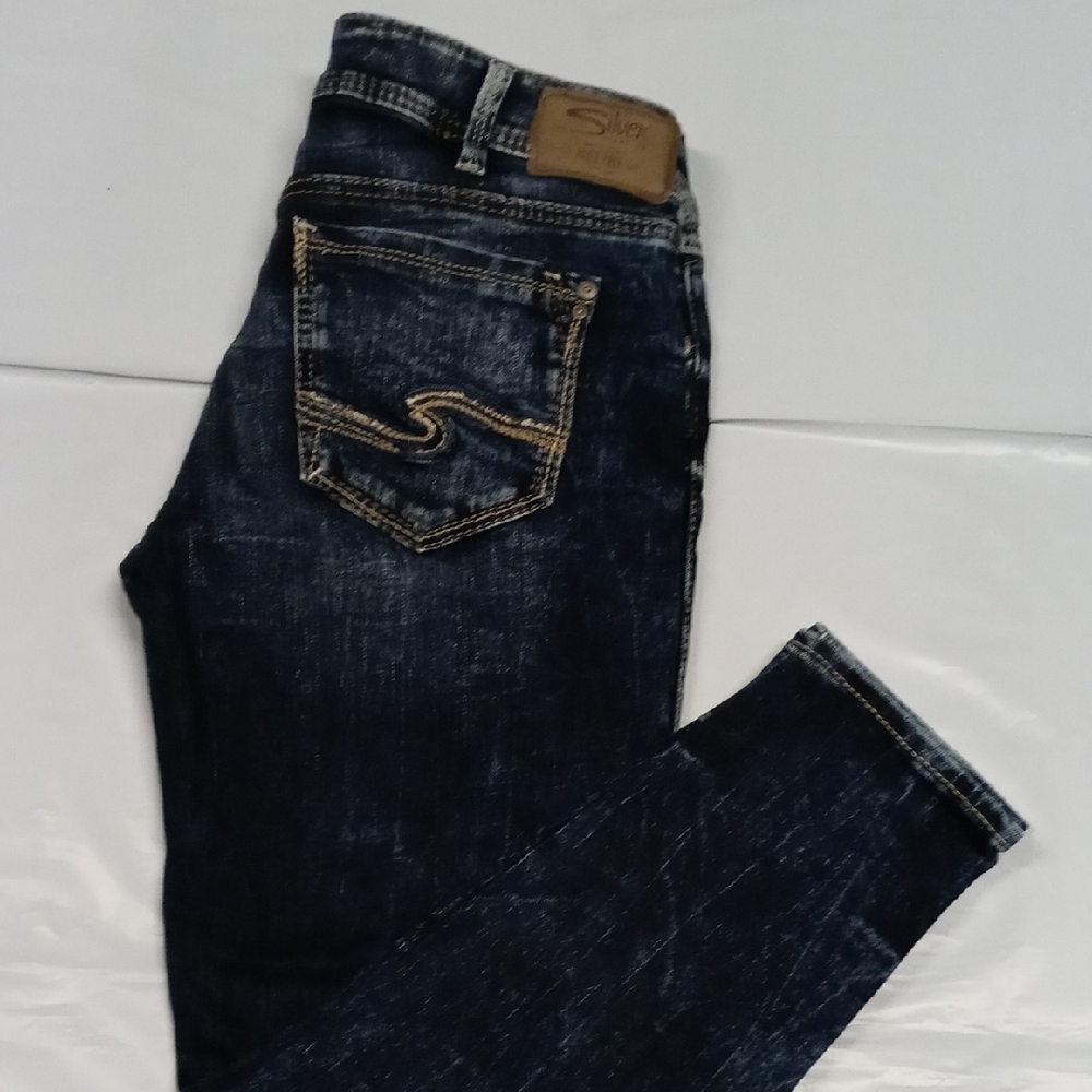 Silver Jean Co Womens Blue Skinny Denim Signature Stitch